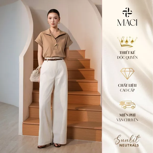 Quần Suông Kaki Cạp Liền Bổ Thân Tôn Dáng MACI by MKC MCQQJTR0306 Thời Trang Nữ Thiết Kế Độc Quyền
