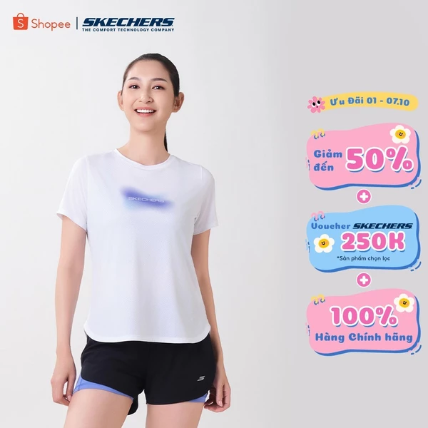 Áo Thun Tay Ngắn Nữ Skechers Running Performance Short Sleeve Tee - SP326W334-0019