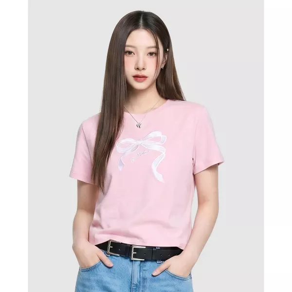 MLB - Áo croptop nữ cổ tròn tay ngắn in họa tiết_3FTSN0464-10PKL