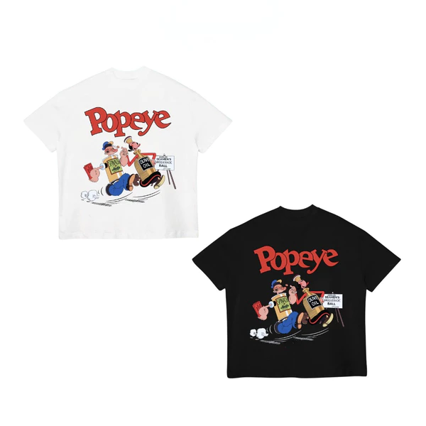 TheGlam CHÍNH HÃNG - Áo Thun Boxy UNISEX "POPEYE" Màu Trắng/Đen - TS03-15