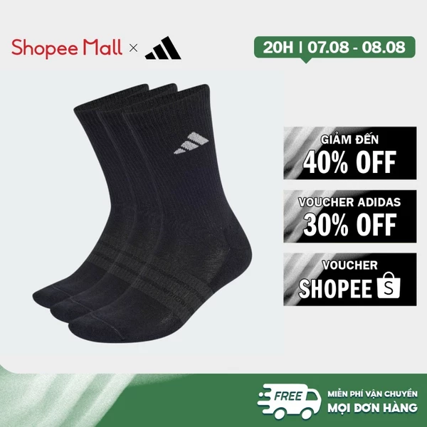[Duy nhất 8.8 - VOUCHER 30%]adidas Phong cách sống BỘ 3 ĐÔI TẤT CỔ TRUNG LÓT ĐỆM SPORTSWEAR Unisex Đen KR7119