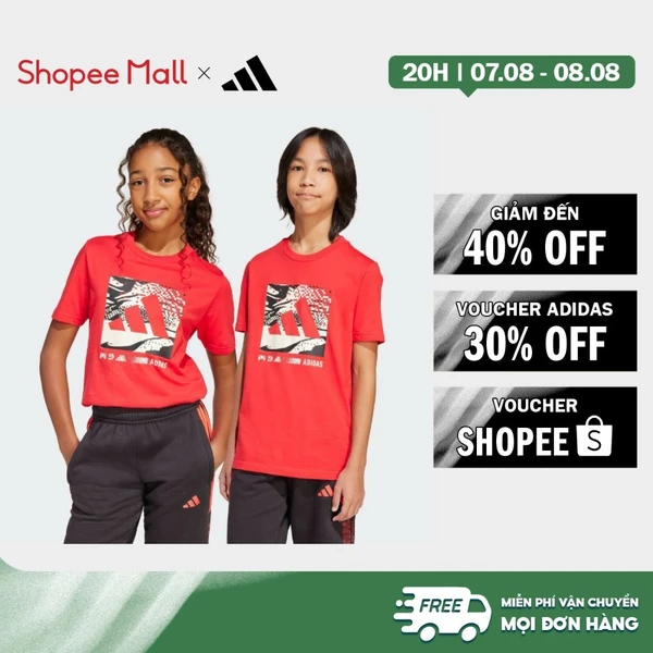 [Duy nhất 8.8 - VOUCHER 30%]adidas Phong cách sống Áo Thun Graphic Rằn Ri Cho Trẻ Em Trẻ em Đỏ JD4641