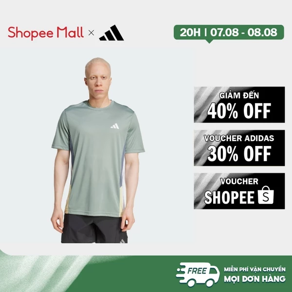 [Duy nhất 8.8 - VOUCHER 30%]adidas Gym & Training Áo Thun Colorblock Seasonal Train Essentials Nam màu xanh lá JI8398