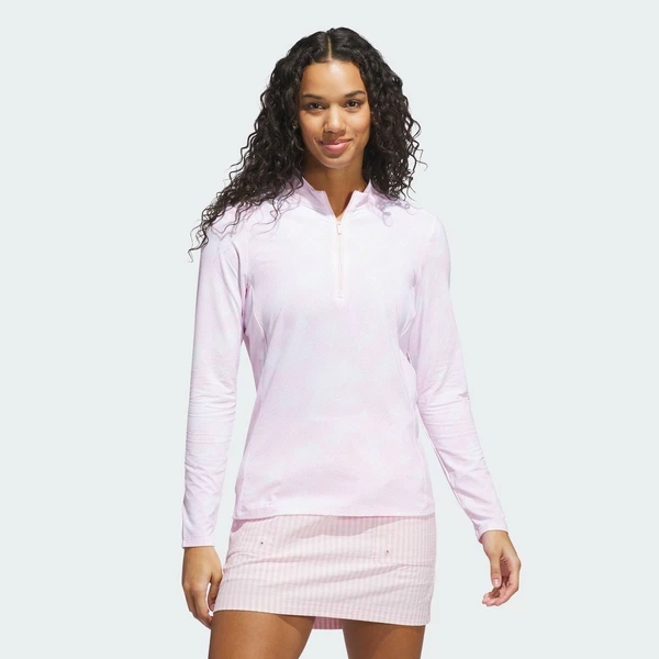 adidas Đánh gôn Áo Thể Thao Cổ Đứng In Họa Tiết Khóa Kéo 1/4 Ultimate365 Nữ Hồng JN8412