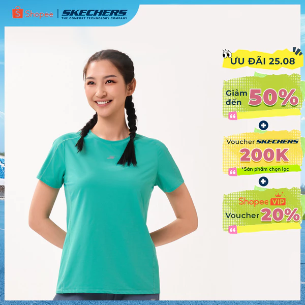 Áo Thun Tay Ngắn Nữ Skechers Walking Performance Short Sleeve Tee - SP126W011-01K1