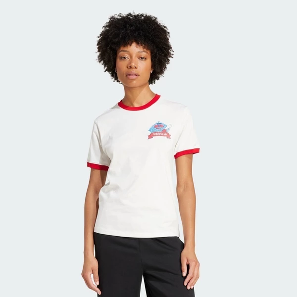 adidas Phong cách sống Áo Thun Lions Phong Cách Retro, Dáng Suông Nữ trắng JW0222