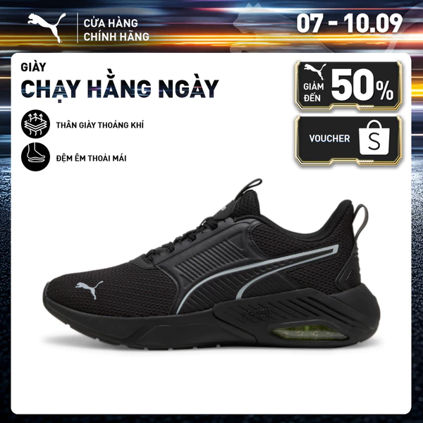 Giày Chạy Bộ PUMA Unisex X-Cell Nova FS Ultra Black-Electric Lime-Cool Mid Gray Màu Đen