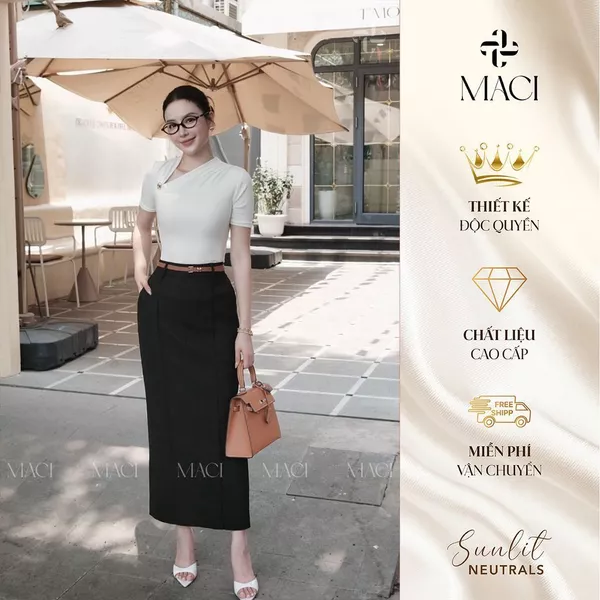 Chân Váy Gân Giữa MACI MCVCVTR0078 Thời Trang Nữ Thiết Kế Độc Quyền