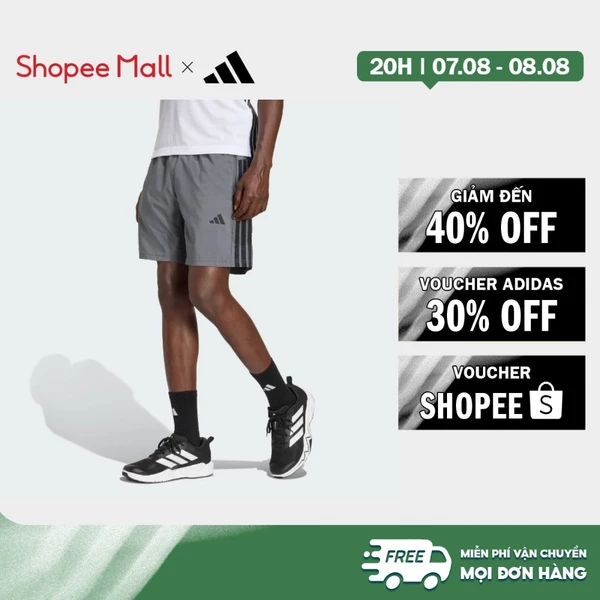 [Duy nhất 8.8 - VOUCHER 30%]adidas Gym & Training QUẦN SHORT DỆT CƠ BẢN 3 GẠCH WORKOUT ESSENTIALS Nam Xám KD0679