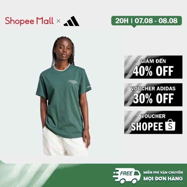 [Duy nhất 8.8 - VOUCHER 30%]adidas Phong cách sống Áo Thun Graphic Dáng Suông Nữ màu xanh lá IX3540