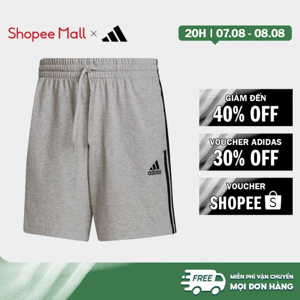 [Duy nhất 8.8 - VOUCHER 30%]adidas Phong cách sống Quần Short 3 Sọc Essentials AEROREADY Nam Xám GK9990