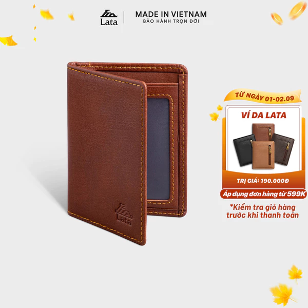 Ví nam da bò Lata (Thời trang nam đựng namecard nhỏ gọn - Ví da thật LVN74)