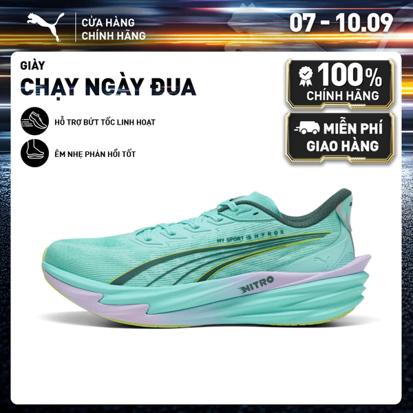 Giày Chạy Bộ PUMA Nam Deviate NITRO 4 X HYROX Intense Mint-Light Lavender Màu Xanh Lá
