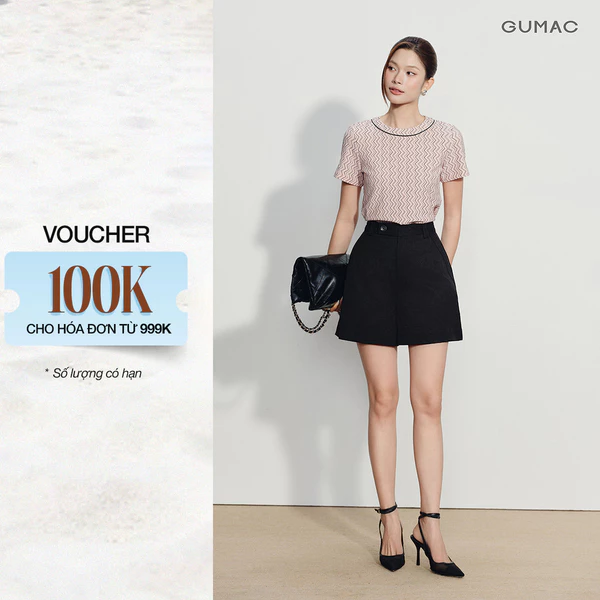 [VOUCHER 22%] Áo Thun Nữ GUMAC Form Suông Cổ Tròn Phối Viền Mí Ôm Eo Nhẹ Dễ Phối Đồ Hằng Ngày ATG08032