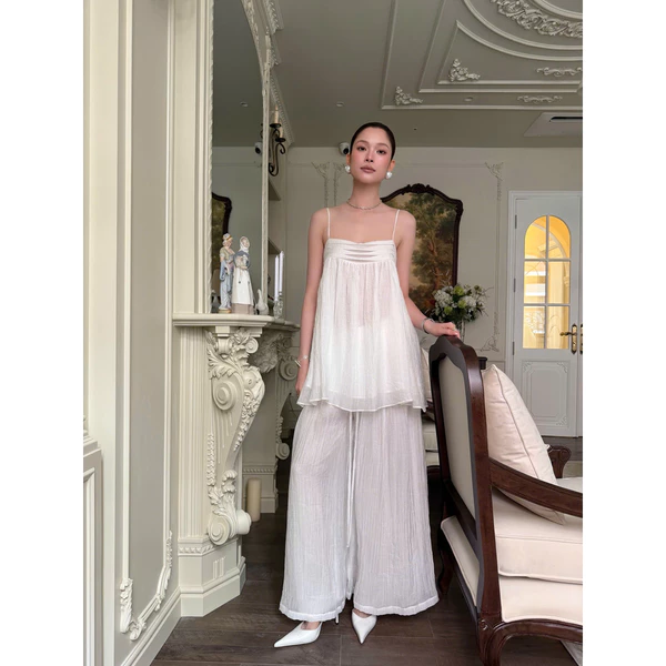 RUBIES Kawai Pants - Quần Dài Nữ Vải Tơ Lưng Thun Ống Suông Rộng