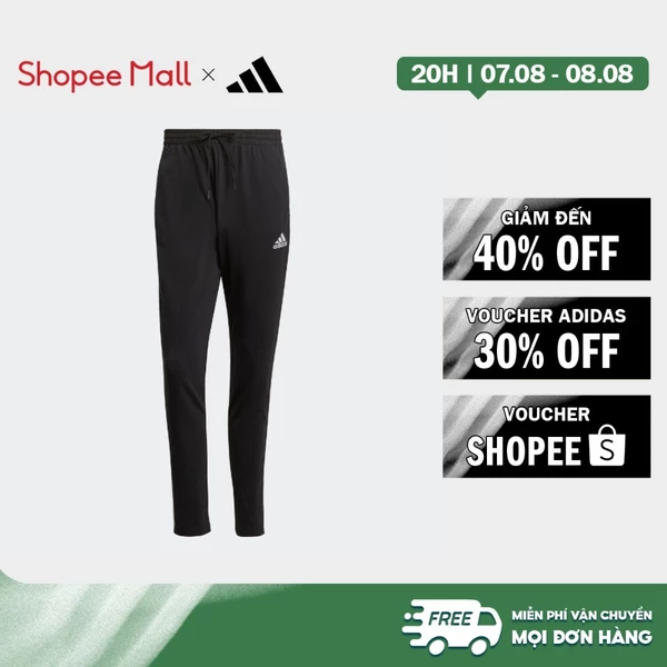 [Duy nhất 8.8 - VOUCHER 30%]adidas Phong cách sống Quần 3 Sọc ống côn gấu thẳng single jersey Essentials Nam Đen GK8995
