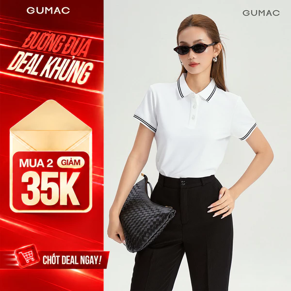 Áo Polo Nữ GUMAC Áo Thun Cá Sấu Cổ Phối Viền Co Giãn Thoáng Mát Công Sở Thể Thao LPLE0917