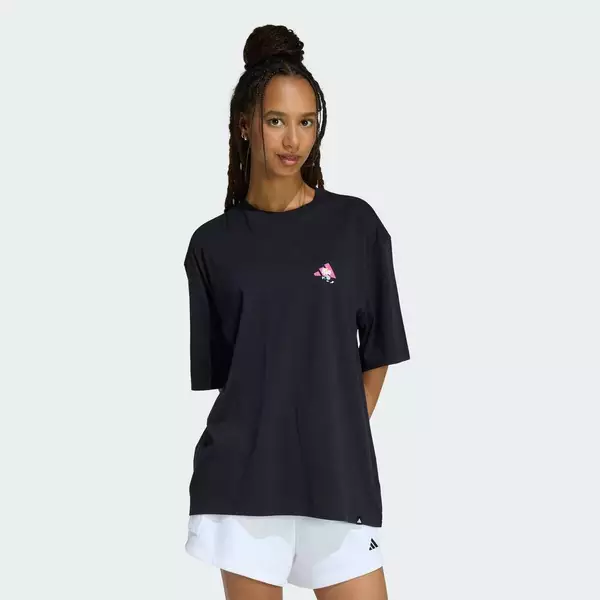 adidas Phong cách sống ÁO THUN GRAPHIC OVERSIZE SOFT SIDE Nữ Đen KA5093