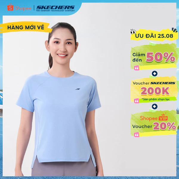 Áo Thun Tay Ngắn Nữ Skechers Walking Performance Short Sleeve Tee - SP326W349-02MP