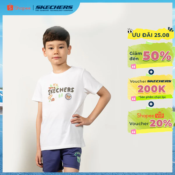 Áo Thun Tay Ngắn Bé Trai Skechers Urban Outdoor Short Sleeve Tee - SL325B268-0019 Online Sale