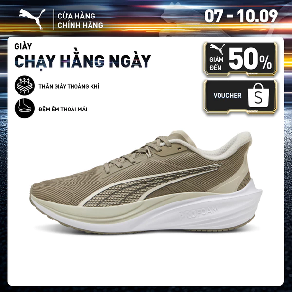 Giày Chạy Bộ PUMA Unisex Darter Pro Velvet Moss-Alpine Snow Màu Nâu