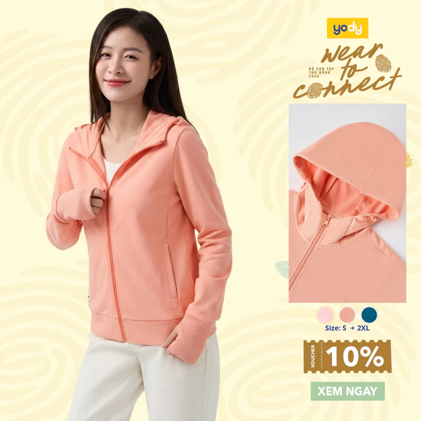 Áo chống nắng nữ YODY áo khoác nắng chống tia UV mềm mịn thoáng mát WCSJ26A002