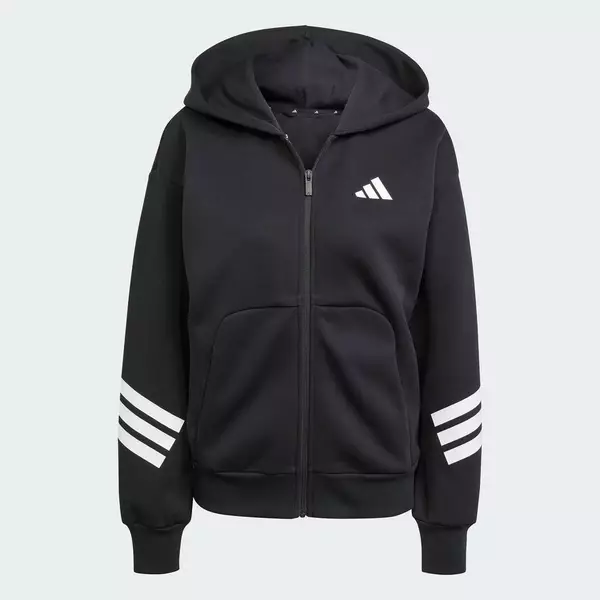 adidas Phong cách sống Áo Hoodie Khóa Kéo 3 Sọc Future Icons Nữ Đen JE0171