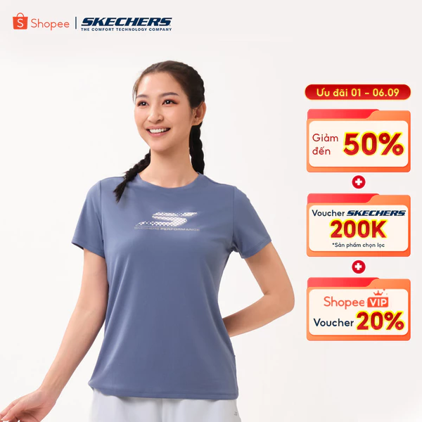 Áo Thun Tay Ngắn Nữ Skechers Running Performance Short Sleeve Tee - SP126W004-02F1