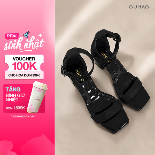 Giày Cao Gót Nữ GUMAC Quai Ngang Bản Vừa Êm Chân Cao 7cm Thanh Lịch Hiện Đại GG06026