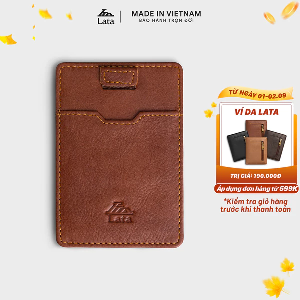 Ví nam da bò Lata (Thời trang nam đựng namecard - Ví da thật LVN77)