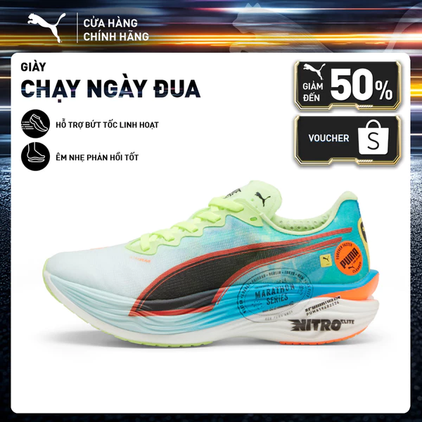 Giày Thể Thao PUMA Nữ Deviate Nitro Elite 3 Marathon Series Màu Xanh