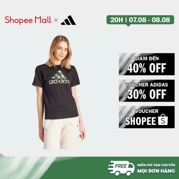 [Duy nhất 8.8 - VOUCHER 30%]adidas Phong cách sống Áo Thun Graphic Rằn Ri Nữ Đen IW5173