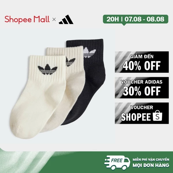 [Duy nhất 8.8 - VOUCHER 30%]adidas Phong cách sống Bộ 3 Đôi Tất Cổ Chân Trẻ Em Trẻ em Đen JJ1992
