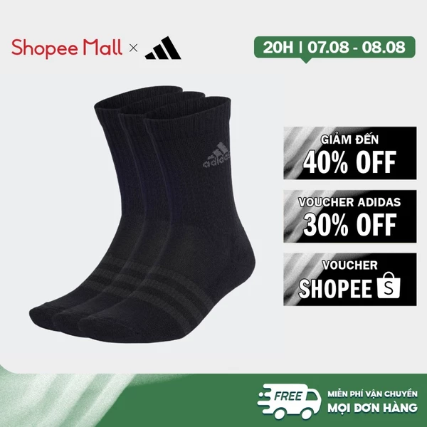 [Duy nhất 8.8 - VOUCHER 30%]adidas Phong cách sống & Bóng rổ Bộ 3 Đôi Tất Cao Cổ Có Đệm Unisex Đen IA3950