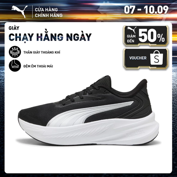Giày Chạy Bộ PUMA Unisex MaxStride Lite Black-White Màu Đen
