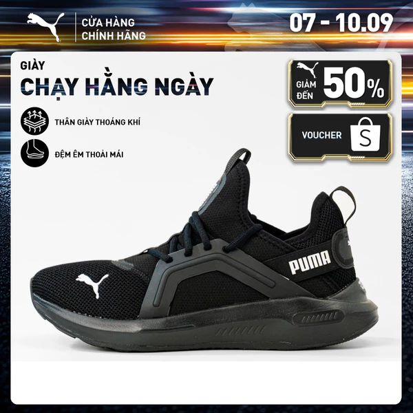 Giày Chạy Bộ PUMA Unisex Softride Enzo 5 Black-White Màu Đen