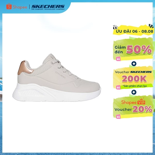[ĐỘC QUYỀN ONLINE] Giày Thể Thao Nữ Skechers Street UNO Lite Shimmer Along-177291-NAT Memory Foam