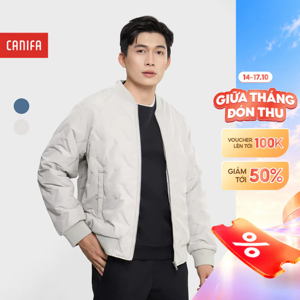 Áo khoác chần bông nam CANIFA dáng bomber dài tay chống thấm nước 8OT25W006