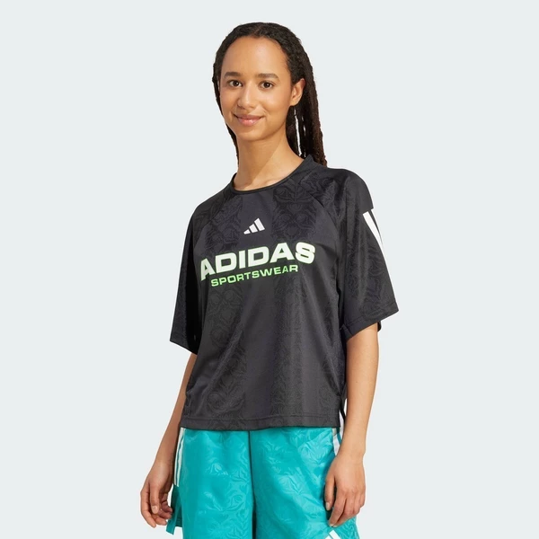 adidas Phong cách sống Áo Thun Jacquard Tiro x Common Goal Nữ Đen JL9212