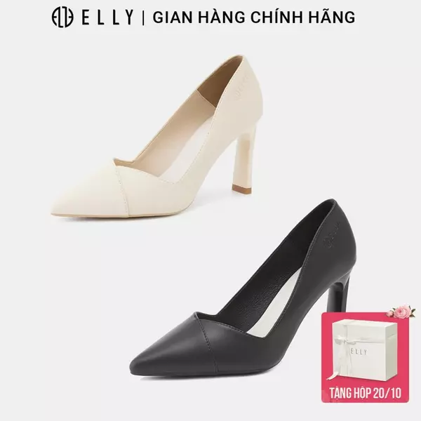 Giày cao gót nữ ELLY EGM237 da microfiber mũi nhọn gót 8.5cm thanh lịch