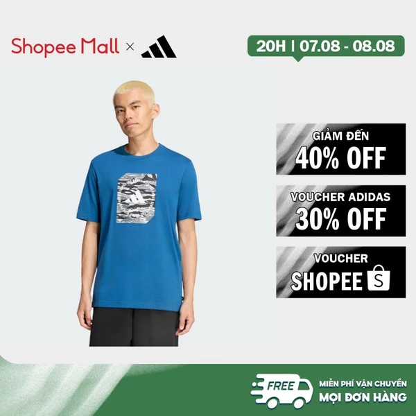 [Duy nhất 8.8 - VOUCHER 30%]adidas Phong cách sống Áo Thun Graphic Rằn Ri Nam Màu xanh da trời KS2611