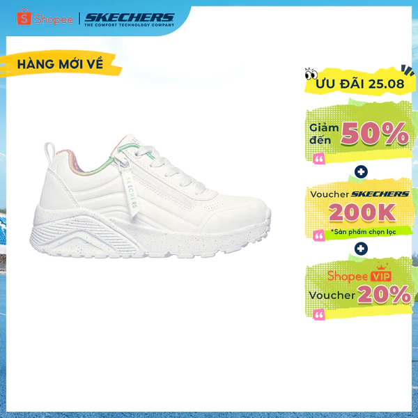 Giày Thể Thao Bé Gái Skechers Street UNO Lite Vivid Splash Thường Ngày - 310370L-WMLT Air-Cooled Memory Foam
