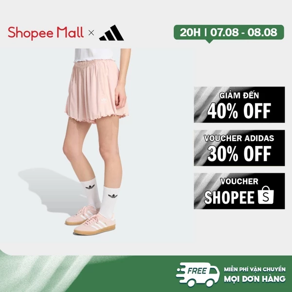 [Duy nhất 8.8 - VOUCHER 30%]adidas Phong cách sống QUẦN SHORT ESSENTIALS VIỀN LƯỢN SÓNG Nữ Hồng KE1103