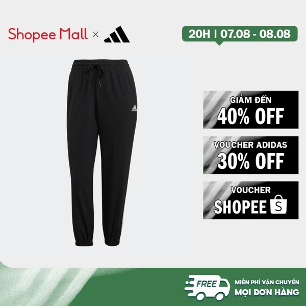 [Duy nhất 8.8 - VOUCHER 30%]adidas Phong cách sống Quần 7/8 3 Sọc Dệt Thoi adidas Essentials Nữ Đen GM5559