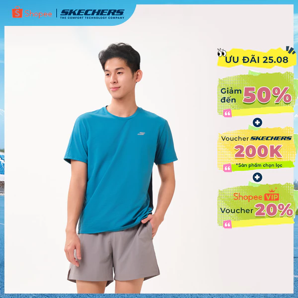 Áo Thun Tay Ngắn Nam Skechers Running Performance Short Sleeve Tee - SP226M123-01JF