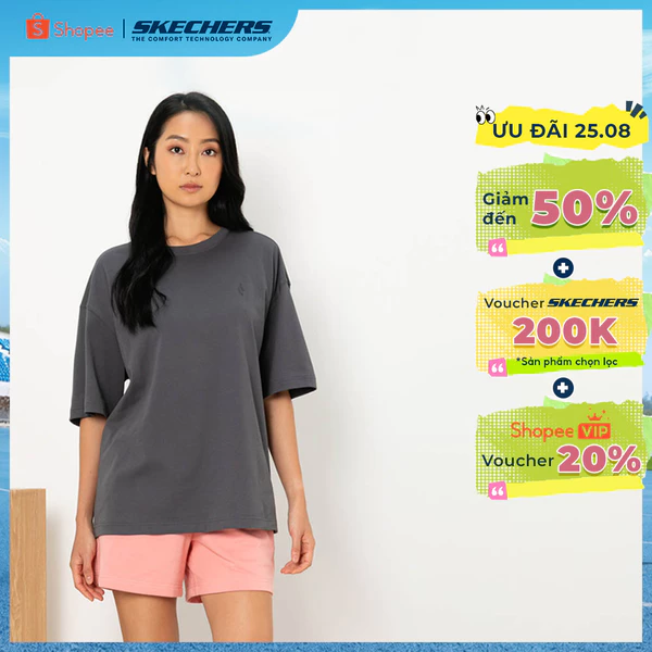 Áo Thun Tay Ngắn Nữ Skechers Basketball Culture Short Sleeve Tee - SL325W426-00CA Online Sale