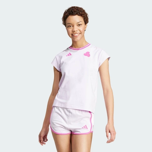 adidas Phong cách sống Áo Baby Tee Cotton 3 Sọc Ngắn Tiro Nữ Màu tím JC8208