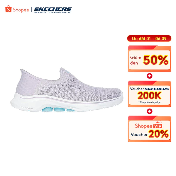 Giày Thể Thao Nữ Skechers Slip-Ins Gowalk 6 Springtime-125219-LAV Air-Cooled Memory Foam