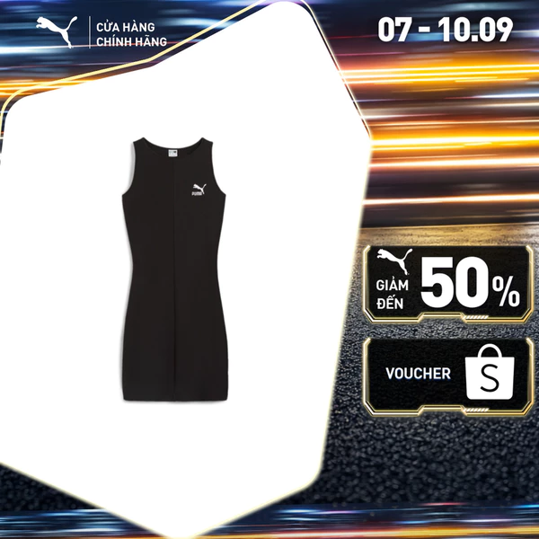 Đầm Thời Trang PUMA Nữ CLASSICS Ribbed Dress Black Màu Đen