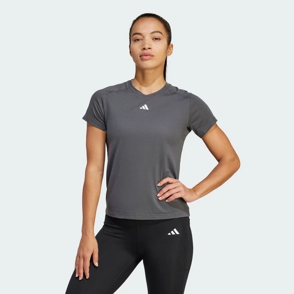 adidas Gym & Training Áo Thun Cổ Tròn Minimal Branding Train Essentials AEROREADY Nữ Xám IX1012